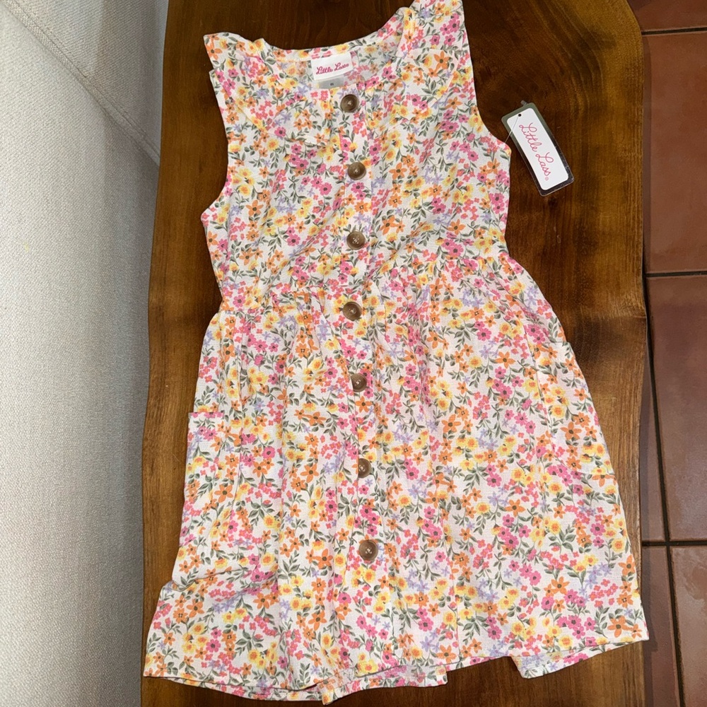 Little Lass Pink and Yellow Floral Dress